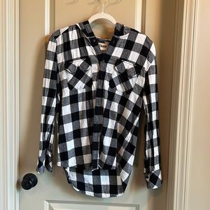 TNA Checkered Button Up with Hood